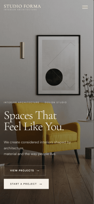 Interior Design mobile website preview