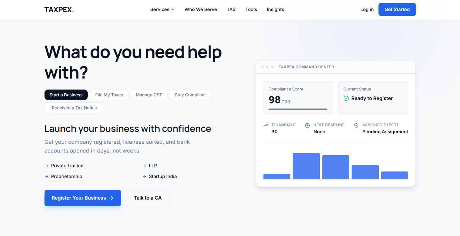 Taxpex desktop website preview
